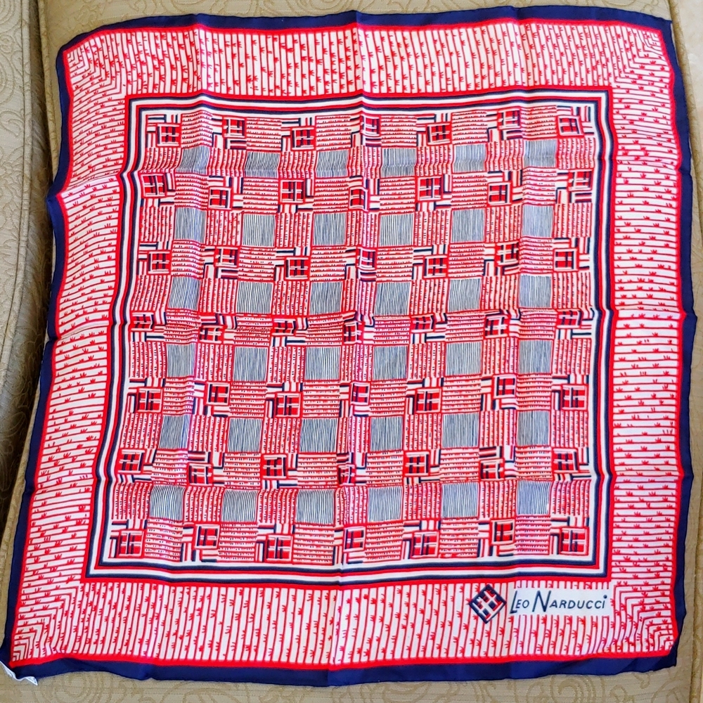 Vintage Leo Narducci Scarf, 100% Silk